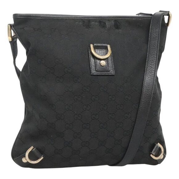 GUCCI GG Canvas Abbey Shoulder Bag Black Gold - Picture 1 of 15